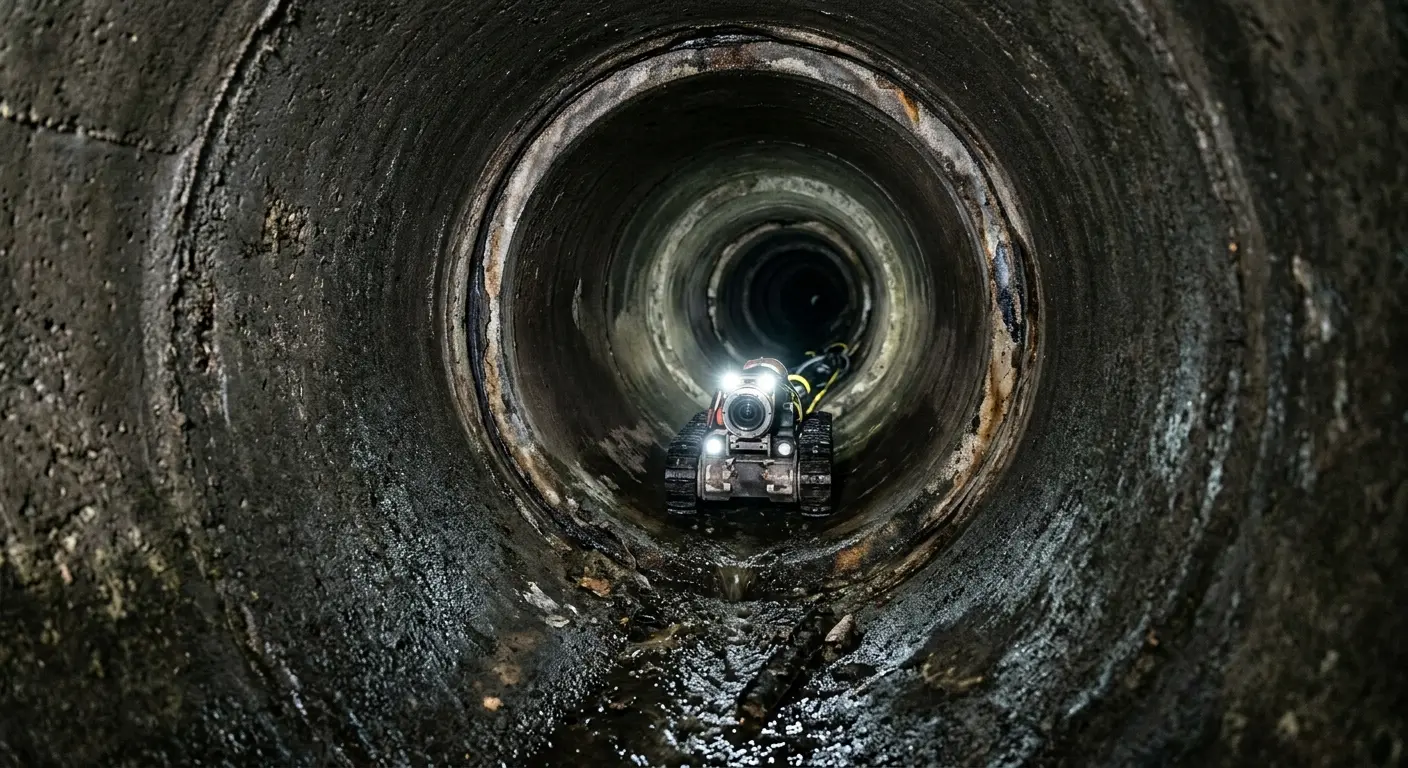 Robotic sewer camera inspecting pipe interior for Drain Snake Service in Slidell